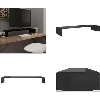 vidaXL TV Tisch/Bildschirmerhöhung Glas Schwarz 90x30x13 cm - TV-Schrank - TV-Schränke - Fernsehmöbel - Fernsehschrank - Schwarz