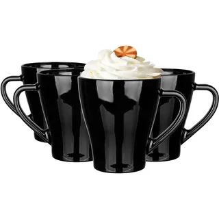 Glasmark KROSNO 1992 Hugo Kaffeegläser-Set 4-teilig Cappuccino Eiskaffee Gläser Becher Spülmaschinenfest Schwarz 4x360 ml