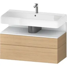 Duravit Qatego Waschtischunterbau, 1 Auszug und 1 Schublade, 990x470x590mm, Nische Weiß Matt, QA4395018, Farbe: Eiche Natur/mit Nischenbeleuchtung