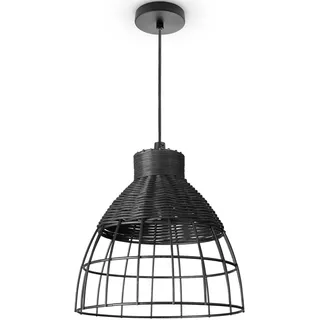 Paco Home Pendelleuchte »PUCA«, Leuchtmittel E27 ohne Leuchtmittel, Lampe Pendelleuchte Korb Stahl Papier Esstisch Lampe Boho E27, schwarz