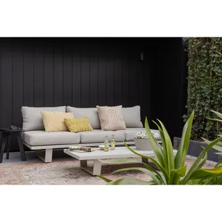 Gartensofa WOOOD "3-Sitzer Breite 210 cm", sand, B:210cm H:80cm T:87cm, 100% Polyester, Sofas, Gartensofa