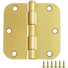 Design House 181404 6-Hole x 3 1/2", 5/8" Radius Hinge, 10-Pack, Satin Brass, 10 Pack