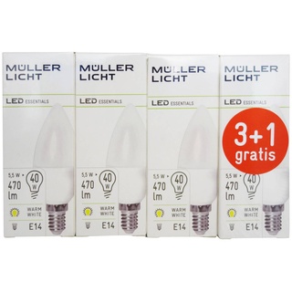 Müller-Licht Müller Licht Essentials LED Kerze E14 5.5W/827 warmweiß, 4er-Pack (400258)