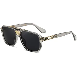 SHEEN KELLY Polarisierte retro sonnenbrille herren eckig im Pilotenstil Damen Brillen Metalldekoration gestaltete Farbtöne 70er-Jahre-Stil
