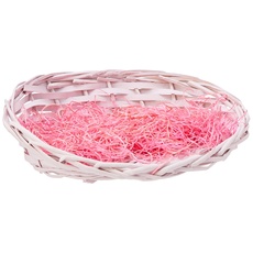 Geschenkkorb-Set zum Selbermachen, rosa Korb, Tasche, Band, Holzwolle, 30 cm x 22 cm