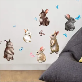 Ambiente Aufkleber Baby Kaninchen Wandtattoos, DIY Home Decor, Peel und Stick entfernbare Aufkleber, wasserdicht und selbstklebende Wandkunst - 14 atemberaubende Schmetterlinge 30 x 40 cm