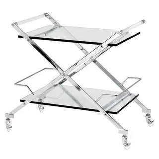 Casa Padrino Luxus Bar Trolley Servierwagen aus Edelstahl und Glas Silber 77 x 48 x H. 76 cm - Silber
