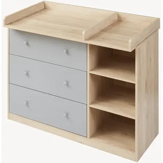 [en.casa] Wickelkommode Beldinupp , Eichefarben, Grau , Holzwerkstoff , 3 Schubladen , Rechteckig , 55x93x110 cm , Babymöbel & Kindermöbel, Babyzimmer, Wickelkommoden & Zubehör, Wickelkommoden