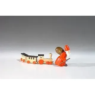 Miniatur Ruprecht mit Eisenbahn 4,5 cm NEU Weihnachtsfiguren Holzfiguren Seiffen