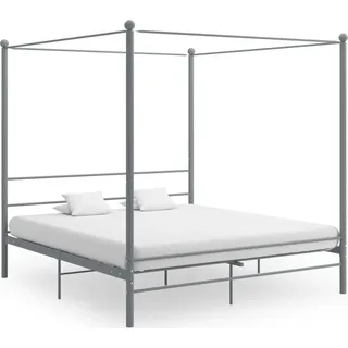 The Living Store Himmelbett Grau Metall 180x200 cm - Grau