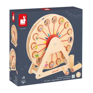 Janod - Riesenrad aus Holz Applepop - Spiel für Kinder - 1 Riesenrad + 16 Spielfiguren Fördert Denkvermögen und Konzentration - Spielzeug aus FSC-Holz - Ab 5 Jahre, J03358