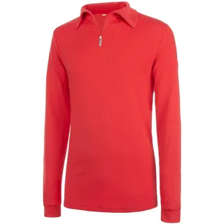 Brandsseller Shirt Herren Langarm 52 mit Reißverschluss Baumwolle atmungsaktiv Ski Fahrrad Sport – Rot