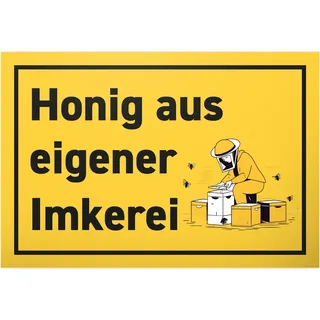 DankeDir! Honig aus eigener Imkerei - 30 x 20 cm Kunststoff Schild - Geschenk Geschenkidee Imker Freunde - Geburtstagsgeschenk Türschild Spruch Wandschild Hinweisschild Hinweis