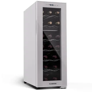 Klarstein Freistehender Weinkühlschrank 2 Zonen, Getränkekühlschrank Klein, Kleiner Weinschrank, Wein-Kühlschrank Klein mit Glastür, Indoor/Outdoor Flaschenkühlschrank, Wine Fridge, 24 Flaschen