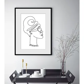 Bild QUEENCE "Saskia", weiß (farbe rahmen: schwarz, farbe bild(er): weiß), B:50cm H:70cm, Acrylglas, Holz, Papier, Bilder, Bild, HD Premium Poster-Druck inkl. Holzrahmen