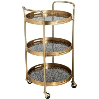Drw Servierwagen mit 3 Ablagen aus Metall, goldfarben, 87,5 x 50 x 44,6 cm