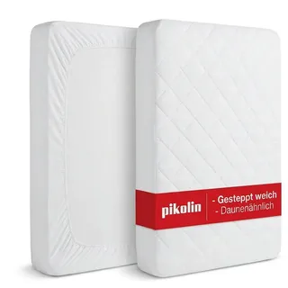 PIKOLIN Gesteppter Matratzenschoner 200x200 cm, Atmungsaktiv & Hygieneschutz, OEKO-TEX zertifiziert, bis 32 cm Höhe, Weich wattiert & Komfortabel