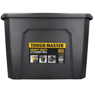 Aufbewahrungsbox 60 Liter Langlebige Kunststoff Verstärkte Konstruktion Sicheres & Stapelbares Wasserdicht Staubdicht Box Truhe Riegel Vielseitig für Werkzeug, Bastelausrüstung TOUGH MASTER