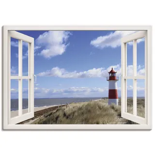 ARTland Wandbild »Fensterblick - Leuchtturm Sylt«, Fensterblick, (1 St.), als Leinwandbild, Poster, Wandaufkleber in verschied. Größen