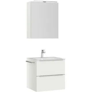 Nobilia Badezimmer , Weiß, Edelstahlfarben , Metall , 2,2 Schubladen , G , 61 cm , Goldenes M, Made in Germany , Griffeauswahl, hängend, Zusatzausstattung erhältlich, Typenvielfalt , Badezimmer, Badmöbelsets & Badmöbelserien, Badmöbel-Sets