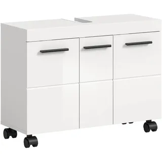 xonox.home Waschbeckenunterschrank Nova – mit 3 Türen, – weiß Hochglanz - Weiß