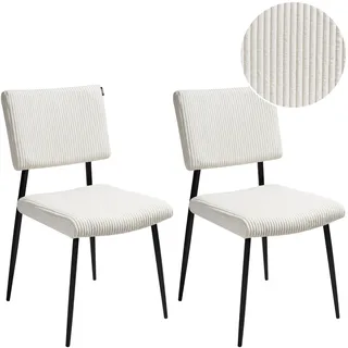 Beliani Esszimmerstuhl Cord cremeweiß 2er Set