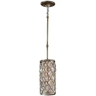 Elstead Lighting Hängeleuchte , Silberfarben , Metall, Glas, Textil , 50.5 cm , Grüner Punkt, RoHS , Lampen & Leuchten, Leuchtenserien