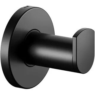Keuco Plan Handtuchhaken, 5,1 cm, Metall schwarz matt, Made in Germany, für Handtücher und Bademäntel, inkl. Schrauben und Dübel, Wandhaken zum Bohren
