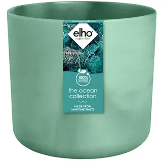 elho The Ocean Collection rund 14cm Blumentopf - Pflanzentopf hergestellt aus Meeresabfällen - 100% recyceltes Material - Grün/Pazifikgrün