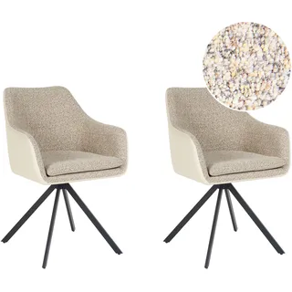 Beliani Esszimmerstuhl 2er Set Taupe/Kunstleder Beige/Schwarz
