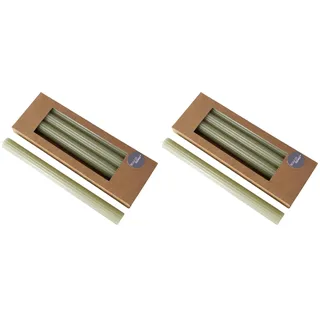 Boltze Stabkerze Classic (4-tlg., hellgrün, 25 cm, aus Wachs, geriffelte Oberfläche, klassisches Design, Stabkerze, Kerze, hellgrüne Kerze, Deko) 2048491 (Packung mit 2)