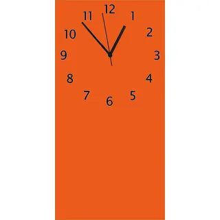 Wallario Design Wanduhr Orange aus Echtglas, Größe 30 x 60 cm - Orange