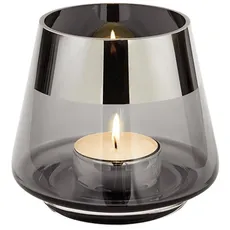 Bild Jona Teelichthalter aus Glas in der Farbe Grau, Maße: 15cm x 15cm x 13cm, 116070