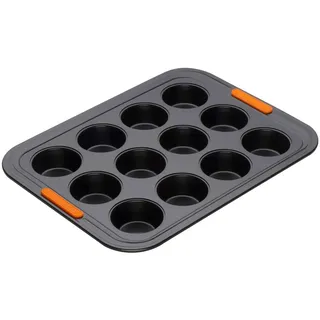 LE CREUSET Antihaft Mini-Muffinform, Für 12 Stück (Ø 4,5 cm), Sauerteigbeständig, Aus Karbonstahl gefertigt, Anthrazit/Orange, 94101300000000