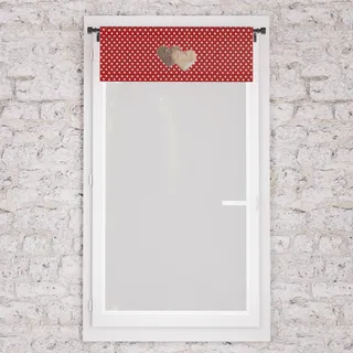 Soleil d'ocre, Scheibengardine Reine Baumwolle 60x120 cm Love Rot