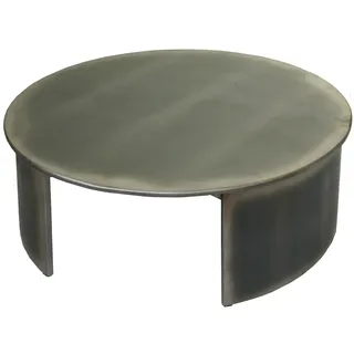 Mendler Couchtisch HWC-L74, Beistelltisch Wohnzimmertisch, MVG-zertifiziert Industrial, rund Ø80cm, Metall-Optik gebürstet