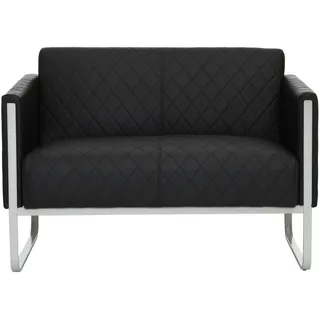 HJH Office Lounge-Sofa 2-Sitzer Aruba Step Kunstleder Polstersofa Couch modern mit Metallgestell, 111 x 78 x 71 cm, Schwarz