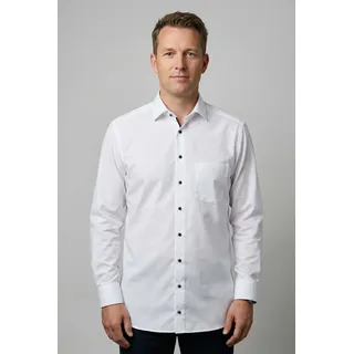 Langarmhemd OLYMP "Luxor", Herren, Gr. 40, Verlängerter Arm, weiß, Web, Obermaterial: 100% Baumwolle, Hemden Langarmhemd, modern fit, New-Kentkragen, Businesshemd, verlängerter Arm