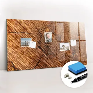 Magnetpinnwand Memoboard - Zubehörsatz - Weißer Marker + Schwamm + Magnete - 120 x 60 cm - Dekoratives Holz - Braun