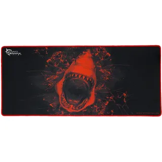 White Shark, Skywalker XL, Mousepad da Gaming, Matte Aus Mobile Gummi/Stoff mit Anti-rutsch System, Design Hai Rot auf Schwarzboden, Masse 800x350mm