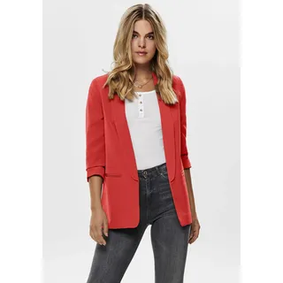 Kurzblazer ONLY "ONLELLY 3/4 LIFE BLAZER TLR NOOS", Damen, Gr. 34XS, grün (high risk rot), Web, Obermaterial: 95% Polyester, 5% Elasthan, unifarben, sehr figurbetont normal, Blazer Kurzblazer, Materialmix, regular fit