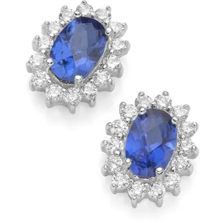 Paar Ohrstecker SMART JEWEL "Ohrstecker elegant, farbige Steine und weiße Zirkonia, Silber 925", blau, Ohrringe, Damen, Silber 925 (Sterlingsilber), Paar Ohrstecker