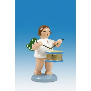 Engelmusikant Engel mit Trommel ohne Krone Höhe ca 6 cm NEU Holzengel Holz