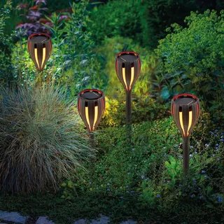 esotec Solar Gartenstecker Bioko im 4er-Set wetterfest Solarfackel 102780