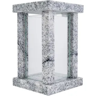 Grab-Lampe Granit Viscont White Friedhof-Leuchte Grab-Schmuck hochwertig Weiss
