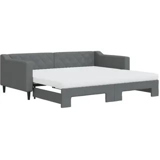 vidaXL Tagesbett Ausziehbar mit Matratzen Dunkelgrau 90x190 cm Stoff