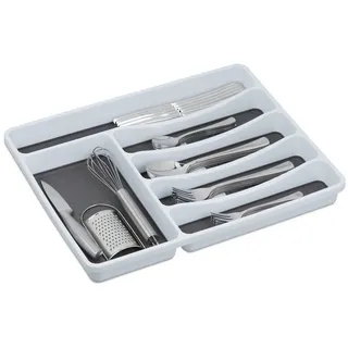 Relaxdays Besteckkasten für Schubladen 4,5 x 33 x 40 cm grau/weiß