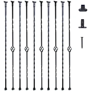 Vevor Geländerstab Torstab Zierstab Zaunstab Verzinkter Stahl 56 x 56 x 1122 mm Balusters Treppenstab Treppensprossen Mattschwarz Ideal für Treppen und Handläufe im Innenbereich