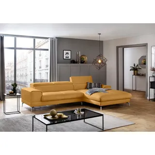 W.Schillig Ecksofa »piedroo, Designsofa mit tollem Sitzkomfort, bequem und elegant, L-Form« Kopfteilverstellung, wahlweise mit Sitztiefenverstellung, Breite 303cm gelb