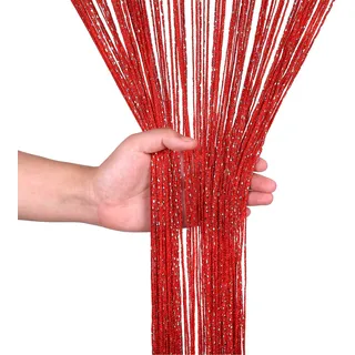 WedDecor Schnur Vorhänge Glitzer Fransen Panel Fliegengitter Zimmer Organizer Quaste Vorhang für Türen, Türöffnung, Windows, Wohnkultur, Ereignis Dekoration, (90cm x 200cm) - Rot, 90 x 200cm